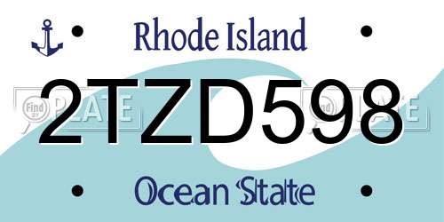 2TZD598 Rhode Island License Plate