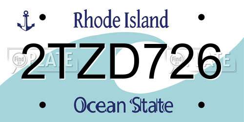 2TZD726 Rhode Island License Plate