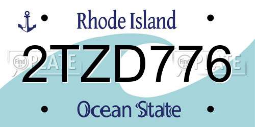 2TZD776 Rhode Island License Plate