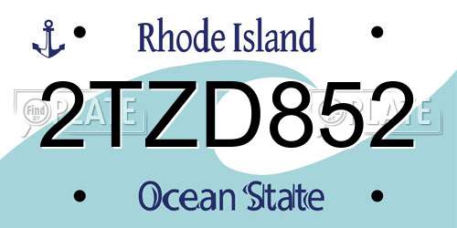 2TZD852 Rhode Island License Plate