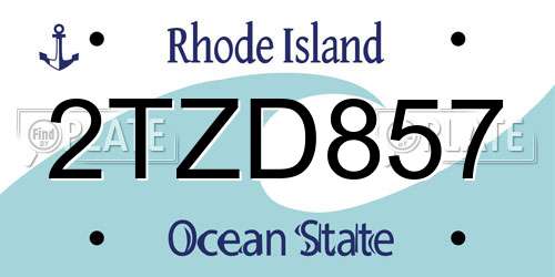 2TZD857 Rhode Island License Plate