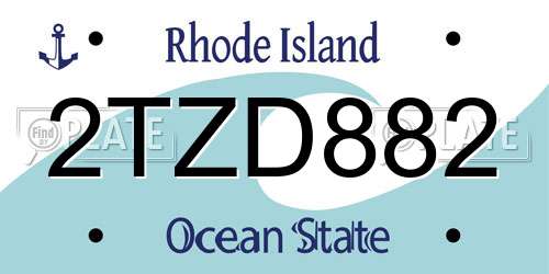 2TZD882 Rhode Island License Plate