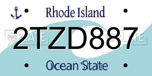 2TZD887 Rhode Island License Plate