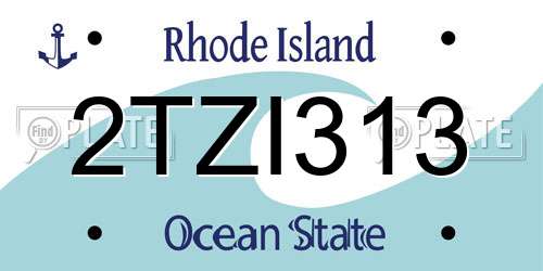 2TZI313 Rhode Island License Plate