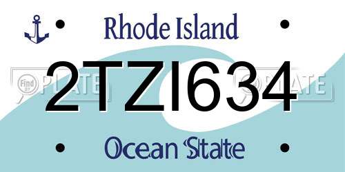2TZI634 Rhode Island License Plate