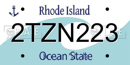 2TZN223 Rhode Island License Plate