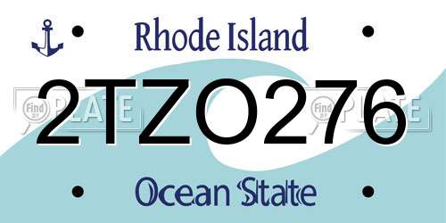 2TZO276 Rhode Island License Plate