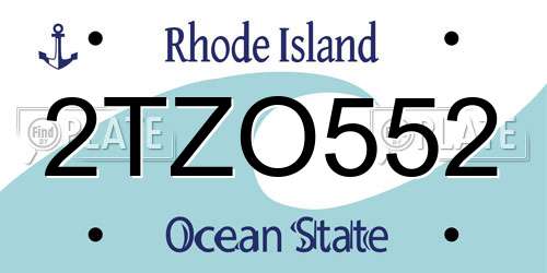 2TZO552 Rhode Island License Plate