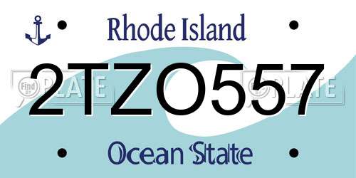 2TZO557 Rhode Island License Plate