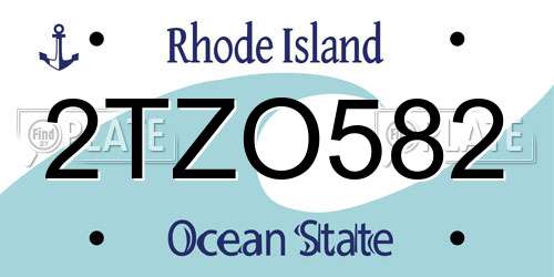 2TZO582 Rhode Island License Plate