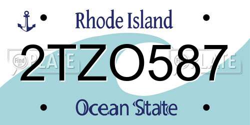 2TZO587 Rhode Island License Plate