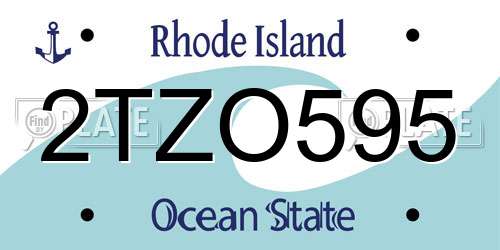 2TZO595 Rhode Island License Plate