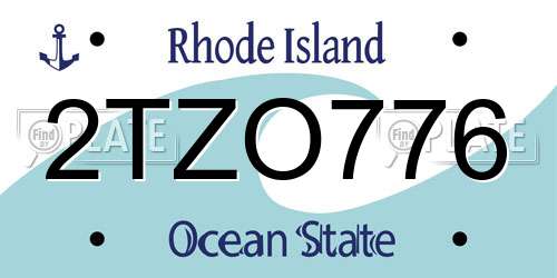 2TZO776 Rhode Island License Plate