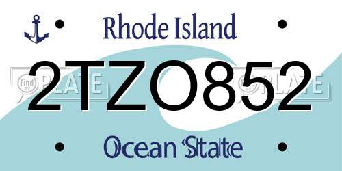 2TZO852 Rhode Island License Plate