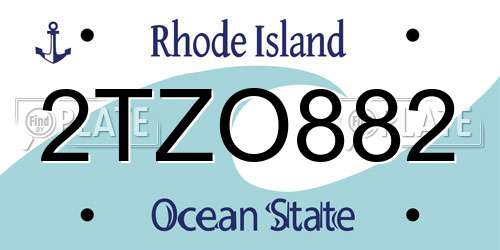 2TZO882 Rhode Island License Plate