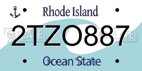 2TZO887 Rhode Island License Plate