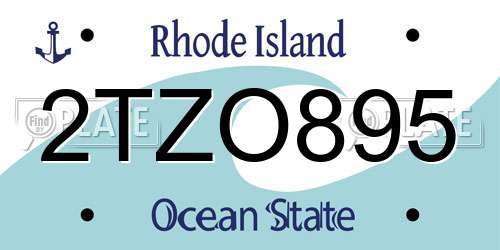 2TZO895 Rhode Island License Plate