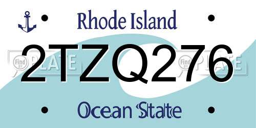 2TZQ276 Rhode Island License Plate