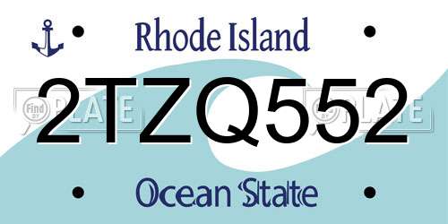 2TZQ552 Rhode Island License Plate