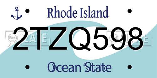 2TZQ598 Rhode Island License Plate
