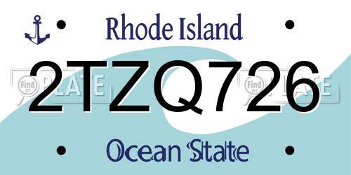 2TZQ726 Rhode Island License Plate