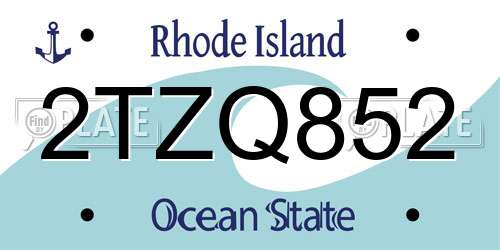 2TZQ852 Rhode Island License Plate