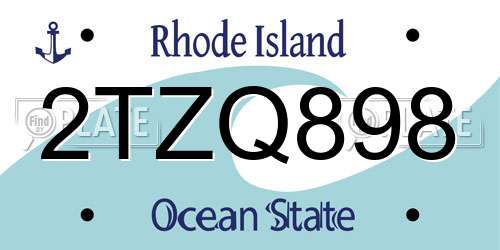 2TZQ898 Rhode Island License Plate