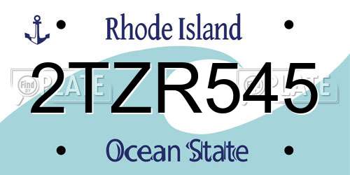 2TZR545 Rhode Island License Plate