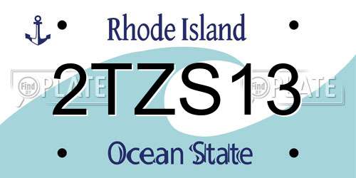 2TZS13 Rhode Island License Plate