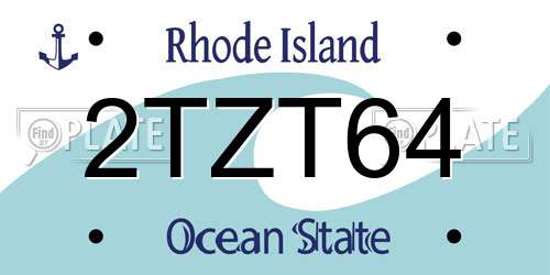 2TZT64 Rhode Island License Plate