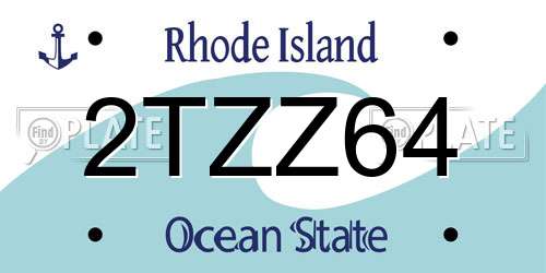 2TZZ64 Rhode Island License Plate