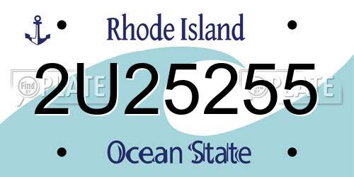 2U25255 Rhode Island License Plate
