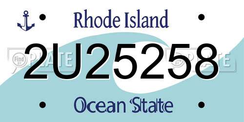 2U25258 Rhode Island License Plate