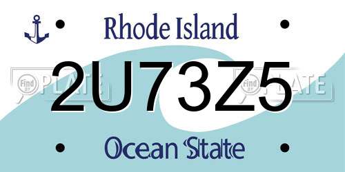 2U73Z5 Rhode Island License Plate