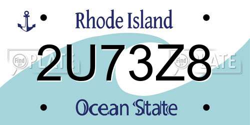 2U73Z8 Rhode Island License Plate