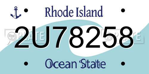 2U78258 Rhode Island License Plate