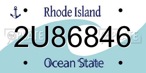 2U86846 Rhode Island License Plate