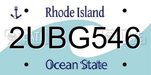 2UBG546 Rhode Island License Plate