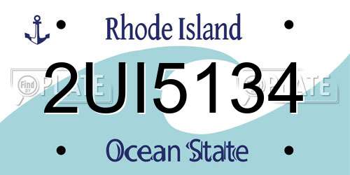 2UI5134 Rhode Island License Plate