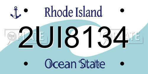 2UI8134 Rhode Island License Plate