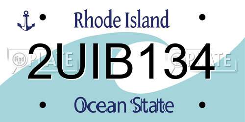2UIB134 Rhode Island License Plate