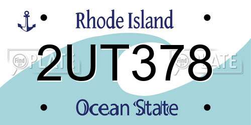 2UT378 Rhode Island License Plate