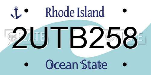 2UTB258 Rhode Island License Plate