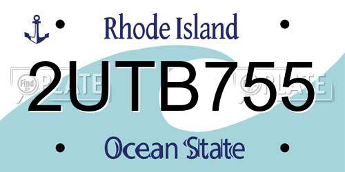 2UTB755 Rhode Island License Plate