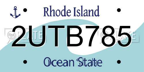 2UTB785 Rhode Island License Plate