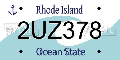 2UZ378 Rhode Island License Plate