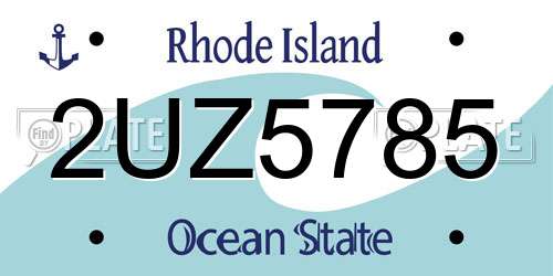 2UZ5785 Rhode Island License Plate