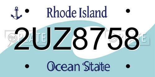 2UZ8758 Rhode Island License Plate