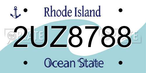 2UZ8788 Rhode Island License Plate