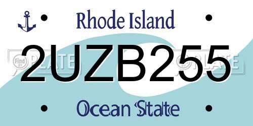 2UZB255 Rhode Island License Plate